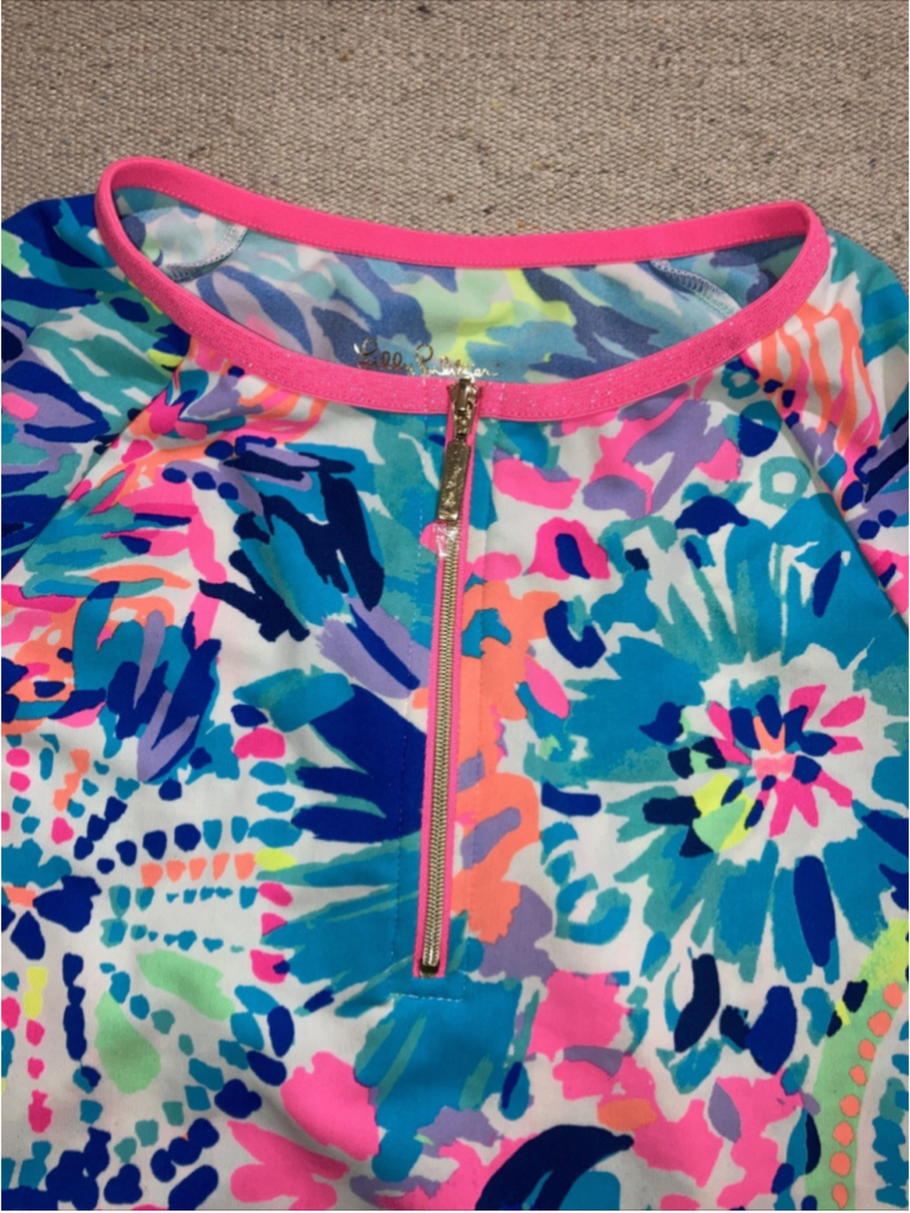 Lilly Pulitzer Luxetics Mini Sydney Rashguard Swim Top Jacket UPF Girl’s 8-10 L - Picture 14 of 15